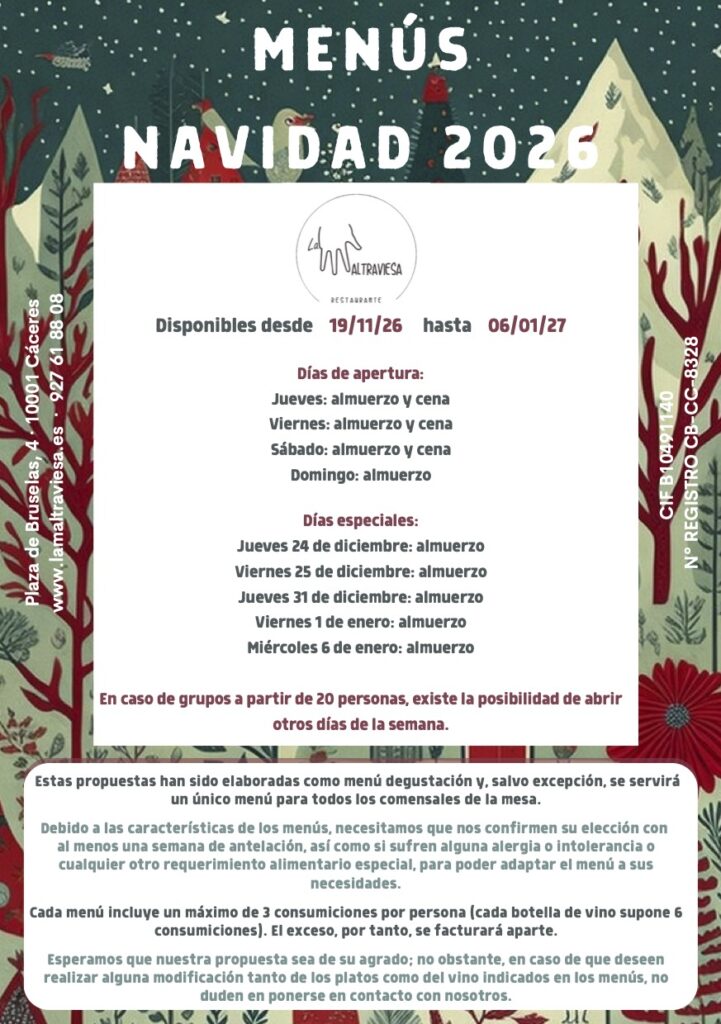 Menús navidad La Maltraviesa 2026