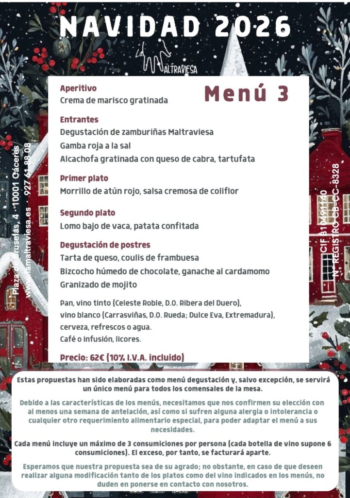 Menú 3 navidad La Maltraviesa 2026