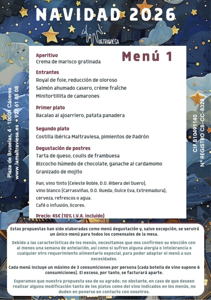 Menú 1 navidad La Maltraviesa 2026